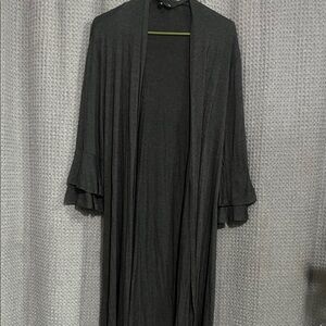 Elegant Black Open Front long Cardigan